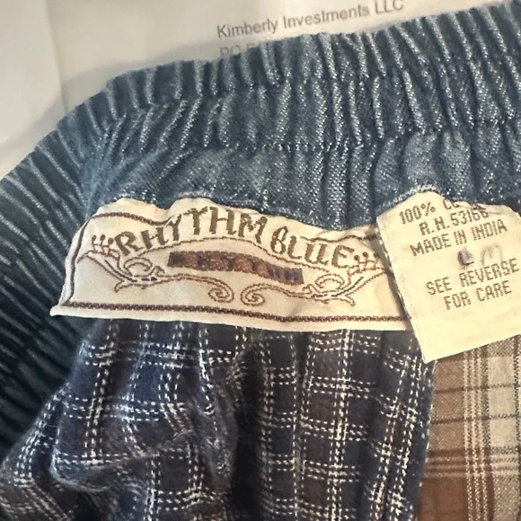 Patchwork Plaid Maxi Skirt in Navy and Brown - Picture 4 of 4